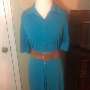 Plus size turquoise collar dress